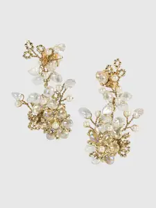 D'oro Classic Artificial Stones Studded Ear Cuff Earrings