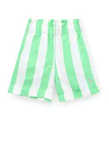 U.S. Polo Assn. Kids Girls Striped Cotton Shorts