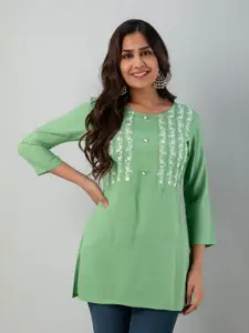 KALINI Embroidered Straight Top