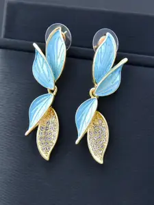 FIMBUL Gold-Plated Leaf Shaped Drop Earrings