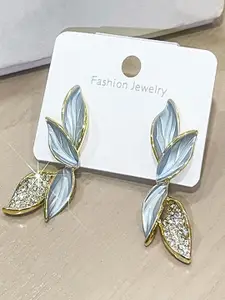 FIMBUL Gold Plated Leaf Shaped Drop Earrings
