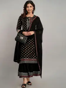 KALINI Kurta Ethnic Motif Printed Straight Kurta & Skirt With Dupatta