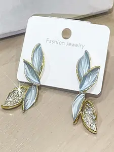 VAGHBHATT Gold Plated Leaf Shaped Drop Earrings