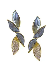 VAGHBHATT Gold-Plated Stainless Steel Leaf Shaped Drop Earrings