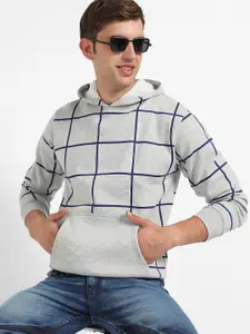 Campus Sutra Men Checked Hooded Sweatshirt
