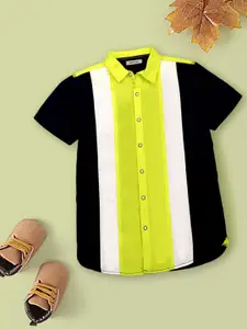 INCLUD Boys Colourblocked Short Sleeves Corduroy Casual Cotton Shirt
