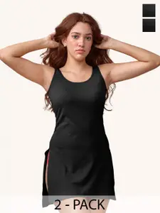 LYRA Pack Of 2 Bio-Wash Cotton Long Slip