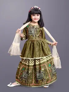 BAESD Girls Printed Ready To Wear Lehenga & Blouse With Dupatta