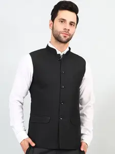 Wintage Checked Woven Design Modi Nehru Jacket