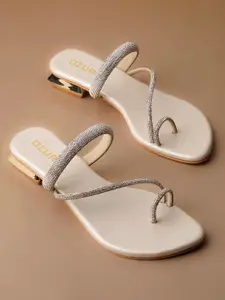 Ozuri Embellished One Toe Block Heels