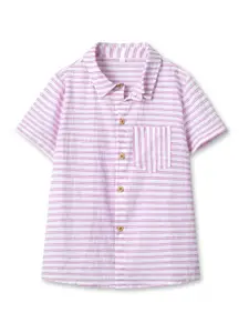 StyleCast Boys Purple Horizontal Striped Spread Collar Cotton Casual Shirt