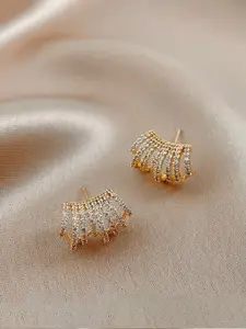 VAGHBHATT 92.6 Stainless Steel Gold-Plated Artificial Stones Studded Ear Cuff