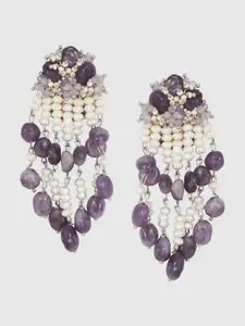 D'oro Artificial Stones and Beads Classic Drop Earrings