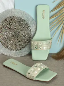 Anouk Embellished Open-Toe Flats