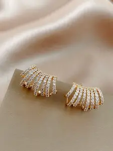 FIMBUL Gold-Plated Stainless Steel Stones Studded Contemporary Studs Earrings
