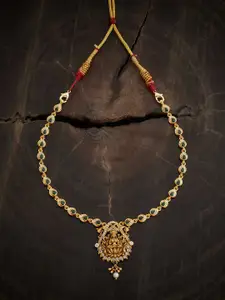 Kushal's Fashion Jewellery Embellished Bridal 92.5 Silver Gold-Plated Temple Necklace