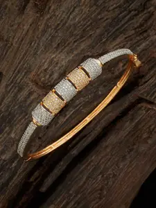 Kushal's Fashion Jewellery Women Rhodium-Plated Zircon-Studded Kada Bracelet