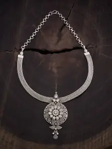 Kushal's Fashion Jewellery 92.5 Silver Rhodium-Plated Oxidised Necklace
