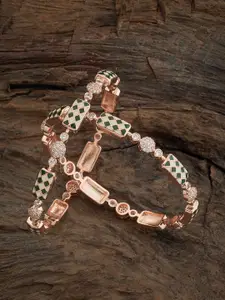 Kushal's Fashion Jewellery Set Of 2 Cubic Zirconia Studded Bangles