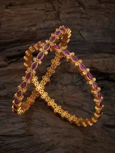 Kushal's Fashion Jewellery Embellished Bridal Set Of 2 92.5 Silver Temple Bangles