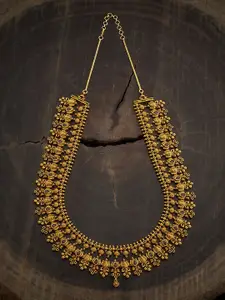 Kushal's Fashion Jewellery Gold-Plated Stones Studded Antique Necklace