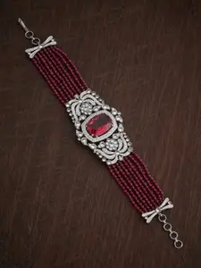 Kushal's Fashion Jewellery Women Cubic Zirconia Rhodium-Plated Wraparound Bracelet