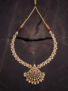 Kushal's Fashion Jewellery 92.5 Silver Gold-Plated Temple Necklace