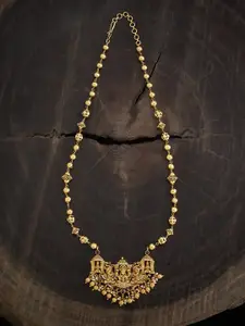 Kushal's Fashion Jewellery Gold-Plated Stones Studded & Beads Beaded Temple Necklace