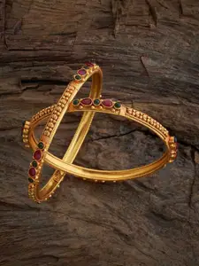 Kushal's Fashion Jewellery Embellished Bridal Set of 2 92.5 Silver Temple Bangles