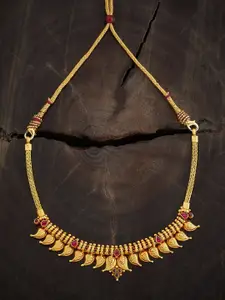 Kushal's Fashion Jewellery Embellished Bridal 92.5 Silver Stone Antique Necklace