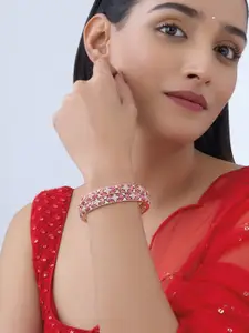 Kushal's Fashion Jewellery Set Of 2 CZ Studded Copper Bangles