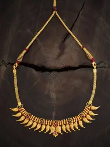 Kushal's Fashion Jewellery Embellished Bridal 92.5 Silver Gold-Plated Temple Necklace