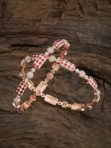 Kushal's Fashion Jewellery Set Of 2  Zirconia Studded Ethnic Bangles