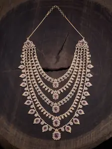 Kushal's Fashion Jewellery Copper Gold-Plated Cubic Zirconia Necklace