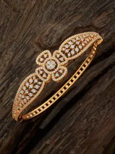 Kushal's Fashion Jewellery Women Cubic Zirconia Gold-Plated Cuff Bracelet
