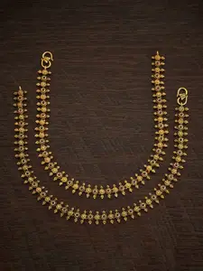 Kushal's Fashion Jewellery Set Of 2 Gold-Plated Stones Studded Copper Antique Anklets