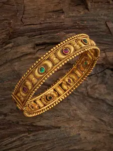 Kushal's Fashion Jewellery Gold-Plated Stone-Studded Bangle