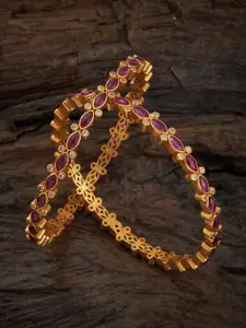 Kushal's Fashion Jewellery Embellished Bridal Set Of 2 92.5 Silver Temple Bangle