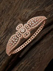 Kushal's Fashion Jewellery Women Cubic Zirconia Rose Gold-Plated Cuff Bracelet