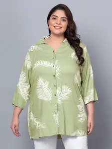 Indietoga Plus Size Tropical Printed Longline Casual Shirt