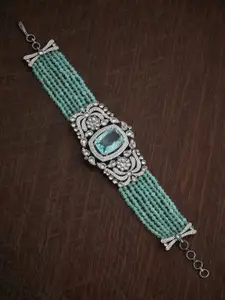 Kushal's Fashion Jewellery Women Rhodium-Plated Zircon-Studded Wraparound Bracelet