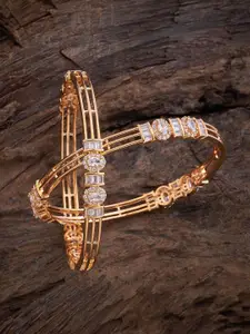 Kushal's Fashion Jewellery Set Of 2 Gold Plated CZ Studded Bangles