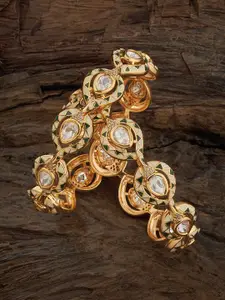 Kushal's Fashion Jewellery Set Of 2 Gold-Plated Kundan Stone Studded Bangles