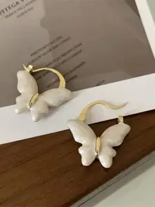 KRYSTALZ Gold-Plated Butterfly Shaped Hoop Earrings
