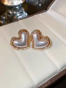 KRYSTALZ Gold-Plated Heart Shaped Stud Earrings