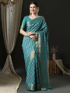 Anouk Blue Ethnic Woven Design Traditional Wear Saree
