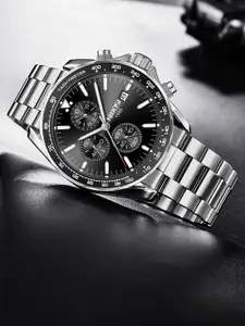 Nibosi Men Embellished Dial & Stainless Steel Analogue Watch NB-2610-M-SLVR-BLK