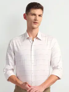 Arrow New York Slim Fit Horizontal Stripes Spread Collar Long Sleeves Cotton Formal Shirt