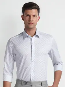 Arrow New York Manhattan Slim Fit Ethnic Motifs Self Design Pure Cotton Formal Shirt