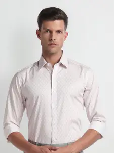 Arrow New York Slim Fit Geometric Printed Twill Spread Collar Cotton Formal Shirt